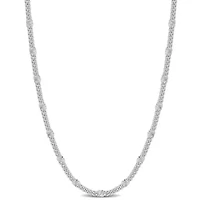 Double Curb Link Chain Necklace in Sterling Silver, 16"
