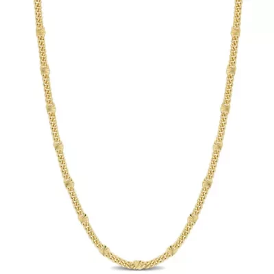 Double Curb Link Chain Necklace in 18k Yellow Gold Plated Sterling Silver, 20"