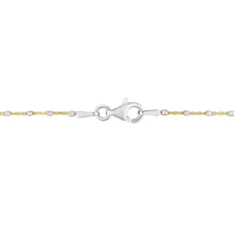 Two-Tone White Bead Chain Necklace in 18k Yellow Gold Plated Sterling Silver, 24"