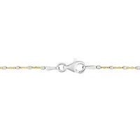 Two-Tone White Bead Chain Necklace in 18k Yellow Gold Plated Sterling Silver, 24"
