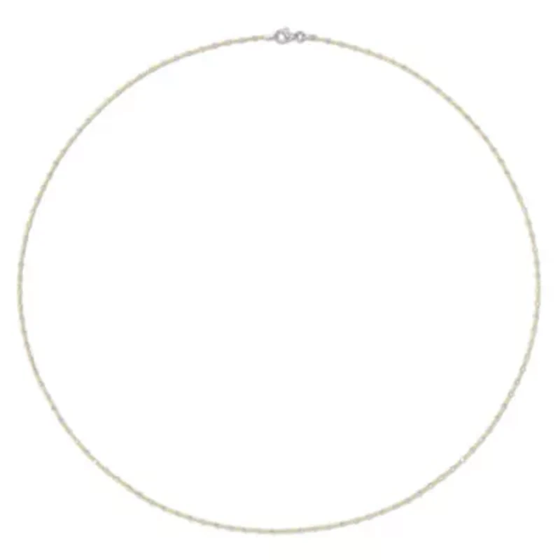 Two-Tone White Bead Chain Necklace in 18k Yellow Gold Plated Sterling Silver, 24"
