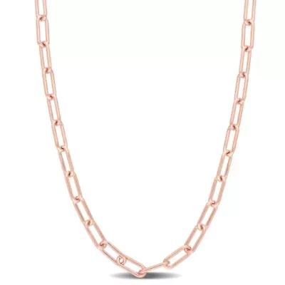 3.5MM Polished Paperclip Chain Necklace in 18k Rose Gold Plated Sterling Silver, 24"