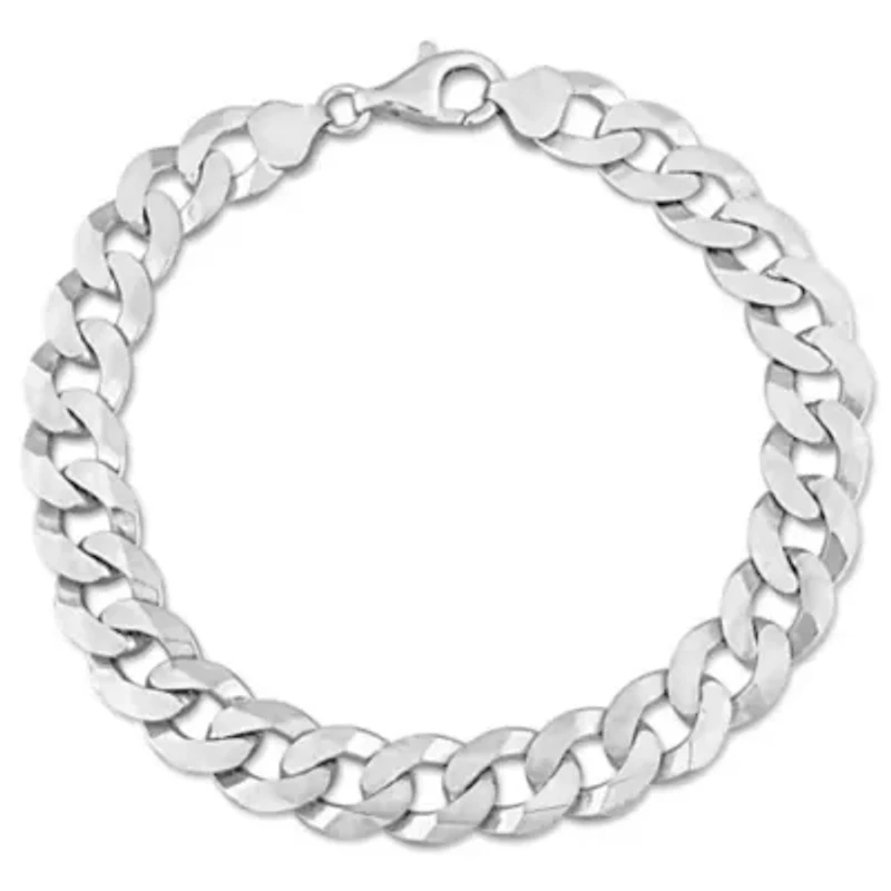 10.2MM Curb Link Chain Anklet in Sterling Silver, 9"