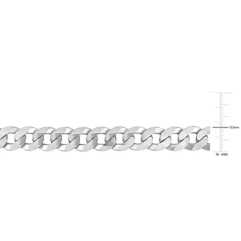 10.2MM Curb Link Chain Anklet in Sterling Silver, 9"