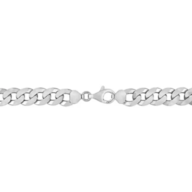 10.2MM Curb Link Chain Anklet in Sterling Silver, 9"