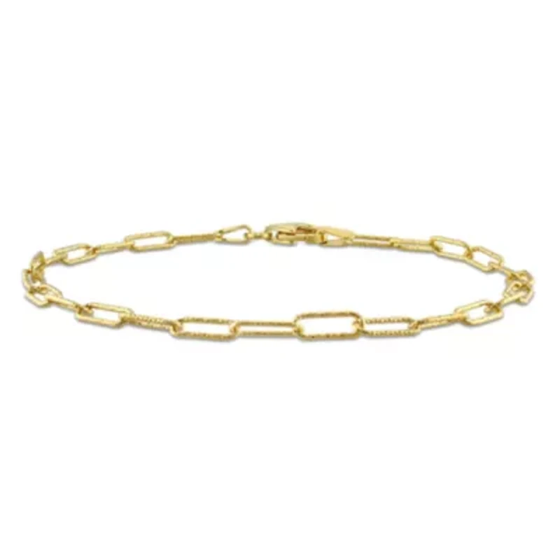 3MM Fancy Paperclip Chain Bracelet in 18k Yellow Gold Plated Sterling Silver, 9"