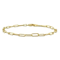 3MM Fancy Paperclip Chain Bracelet in 18k Yellow Gold Plated Sterling Silver, 9"