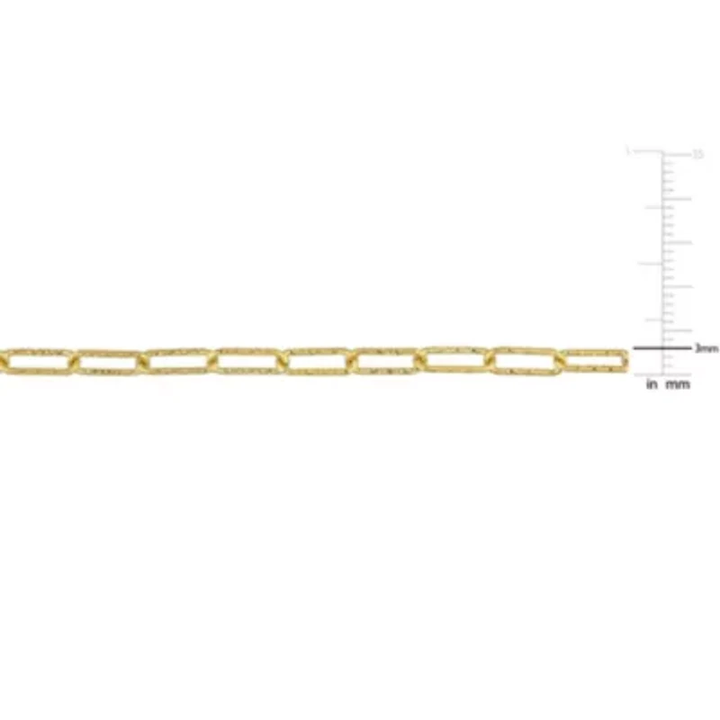 3MM Fancy Paperclip Chain Bracelet in 18k Yellow Gold Plated Sterling Silver, 9"