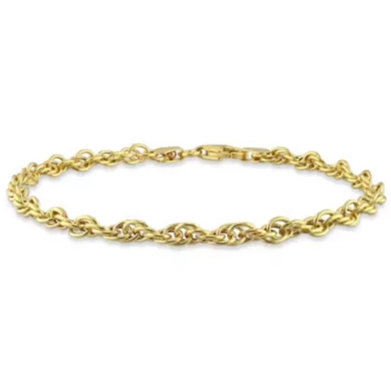 3.7MM Singapore Chain Anklet in 18K Yellow Gold Plated Sterling Silver