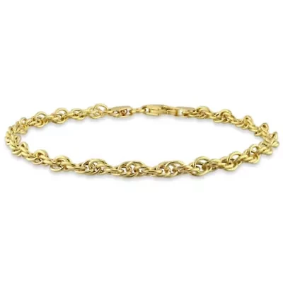 3.7MM Singapore Chain Anklet in 18K Yellow Gold Plated Sterling Silver
