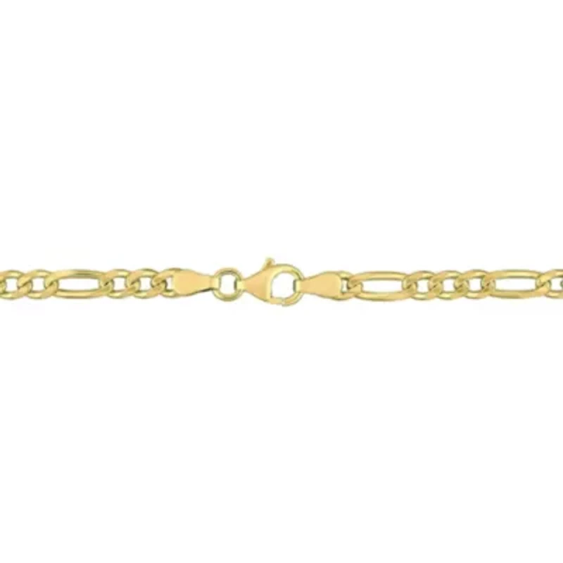3.8MM Figaro Bracelet in 18k Yellow Gold Plated Sterling Silver, 9