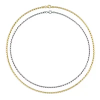 2.2MM Rope Chain Necklace Set 18"ch 18k Yellow Gold Plated and 16"ch White Sterling Silver