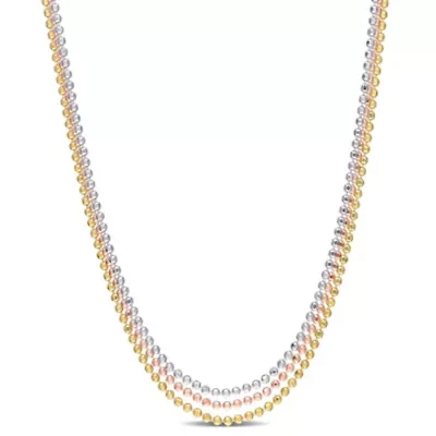 3 Pc Set of 1.5MM Ball Chain Necklaces in White Rose & Yellow Plated Sterling Silver