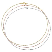 3 Pc Set of 1.5MM Ball Chain Necklaces in White Rose & Yellow Plated Sterling Silver