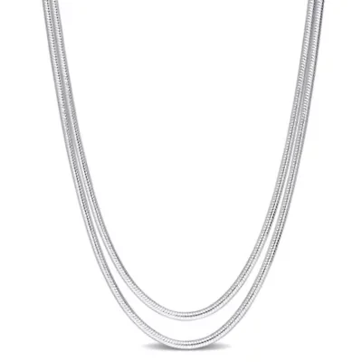 2 Pc Set of 16" and 18" Snake Chains in Sterling Silver