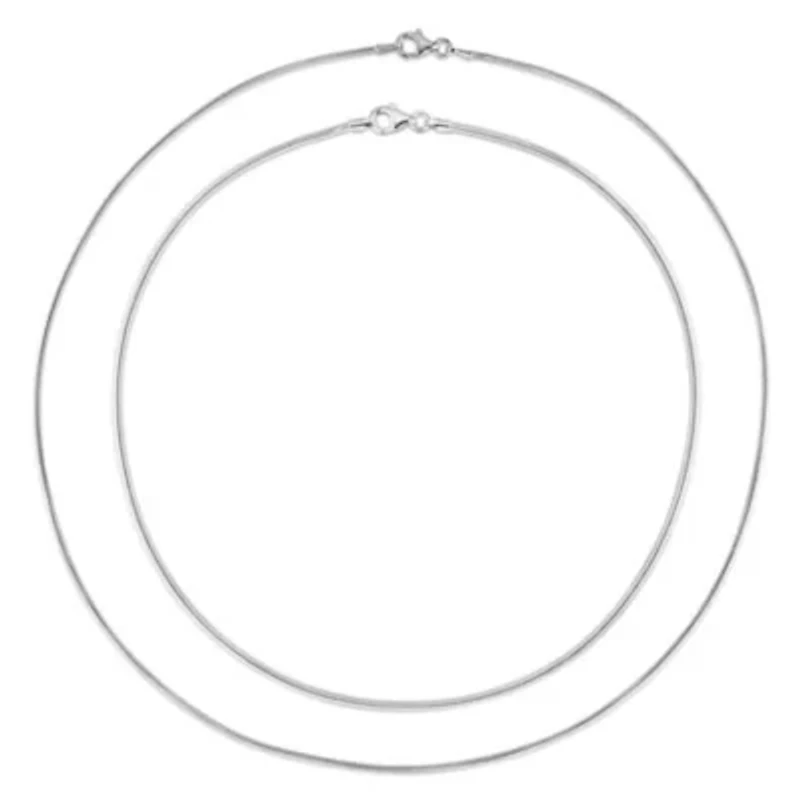 2 Pc Set of 16" and 18" Snake Chains in Sterling Silver