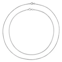 2 Pc Set of 16" and 18" Snake Chains in Sterling Silver