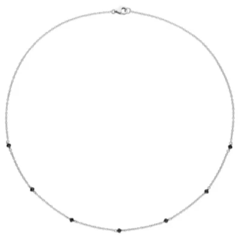 1 CT TW Black Diamond Bead Necklace in Sterling Silver