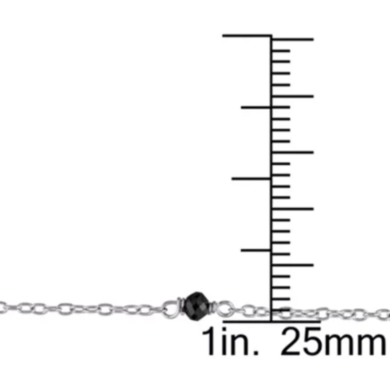 1 CT TW Black Diamond Bead Necklace in Sterling Silver