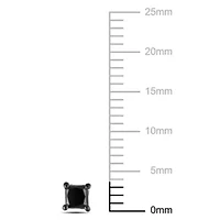 1/2 CT TW Princess Cut Black Diamond Stud Earrings in Sterling Silver