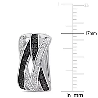 1/2 CT TW Black and White Diamond Crisscross Earrings in Sterling Silver