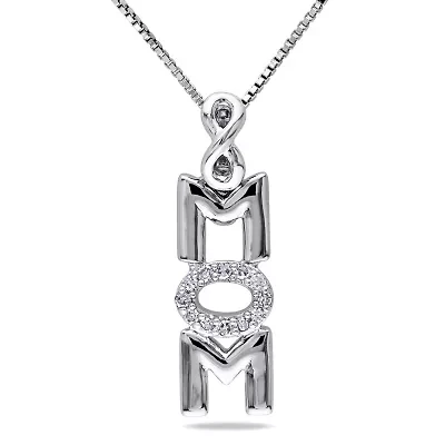 Diamond Infinity "Mom" Necklace in Sterling Silver