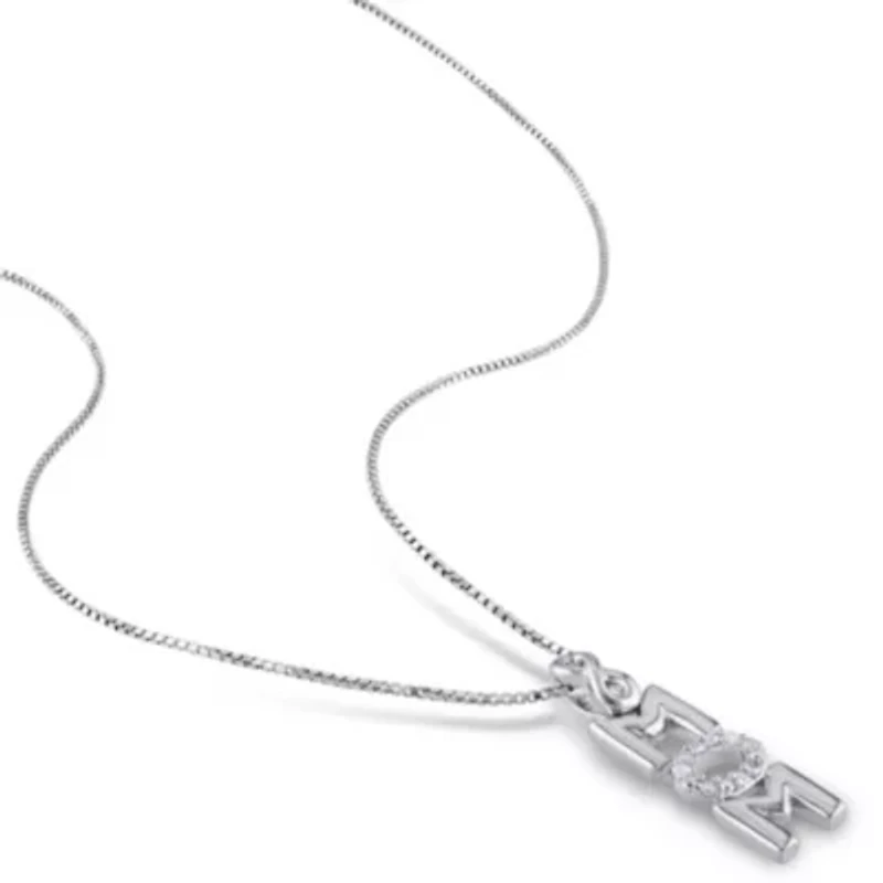 Diamond Infinity "Mom" Necklace in Sterling Silver
