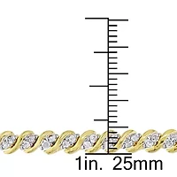 1 CT TW Diamond "S" Link Tennis Bracelet in Yellow Plated Silver
