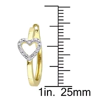 1/10 CT TW Diamond Heart Hinged Hoop Earrings in Yellow Plated Sterling Silver