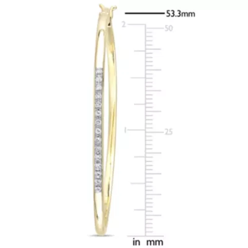 1/6 CT TW Diamond Hoop Earrings in Yellow Plated Sterling Silver