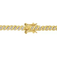 1 CT TW Diamond S-Link Tennis Necklace in Yellow Plated Sterling Silver