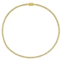 1 CT TW Diamond S-Link Tennis Necklace in Yellow Plated Sterling Silver