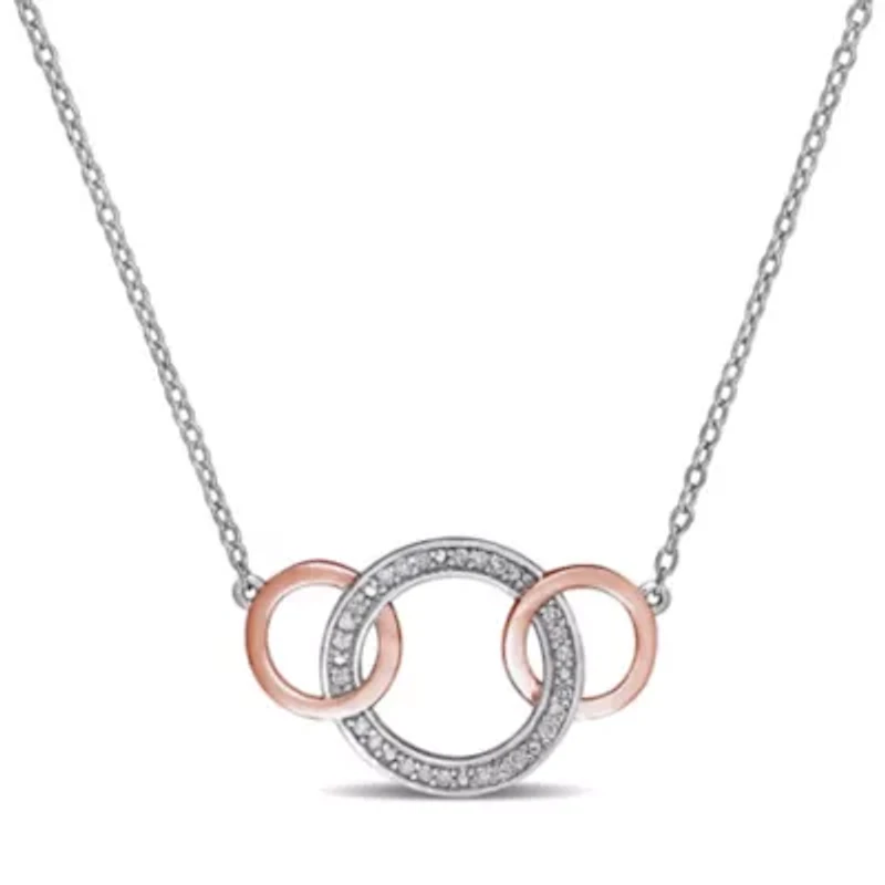 Diamond Interlocking Circle Necklace in Sterling Silver