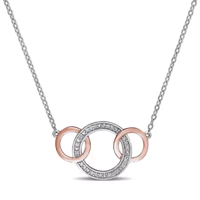 Diamond Interlocking Circle Necklace in Sterling Silver