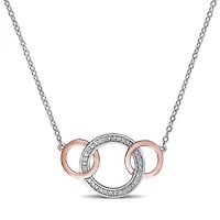 Diamond Interlocking Circle Necklace in Sterling Silver