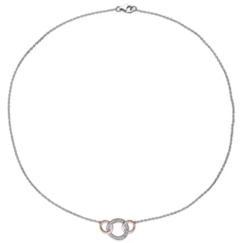 Diamond Interlocking Circle Necklace in Sterling Silver