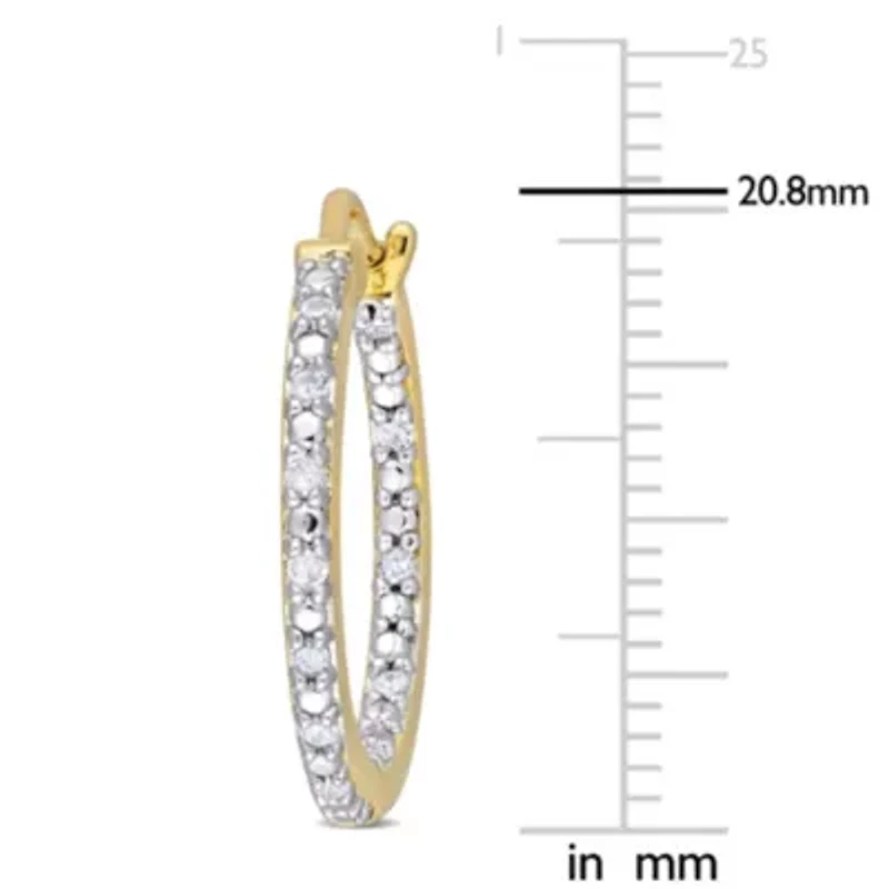 1/4 CT TW Diamond Inside Outside Hoop Earrings in Gold Plated Sterling Silver