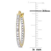 1/4 CT TW Diamond Inside Outside Hoop Earrings in Gold Plated Sterling Silver