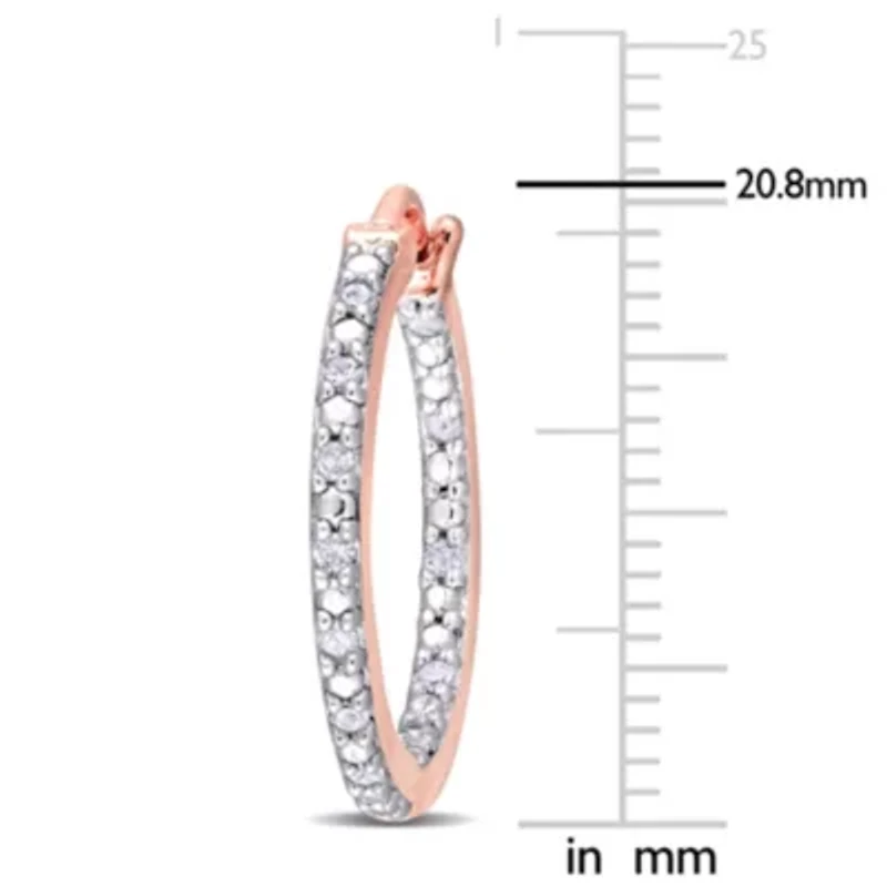 1/4 CT TW Diamond Inside Outside Hoop Earrings in Rose Gold Plated Sterling Silver