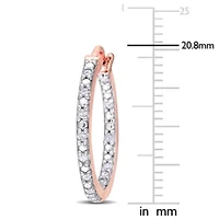 1/4 CT TW Diamond Inside Outside Hoop Earrings in Rose Gold Plated Sterling Silver