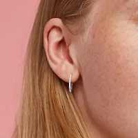 1/4 CT TW Diamond Inside Outside Hoop Earrings in Rose Gold Plated Sterling Silver