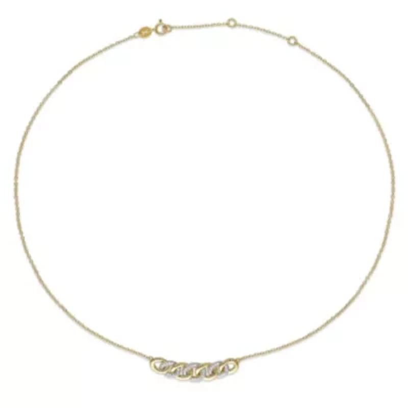 1/6 CT TW Diamond Link Necklace in Yellow Plated Sterling Silver