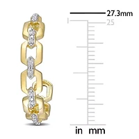 1/7 CT TW Diamond Link Semi-Hoop Earrings in Yellow Plated Sterling Silver