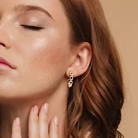 1/7 CT TW Diamond Link Semi-Hoop Earrings in Yellow Plated Sterling Silver