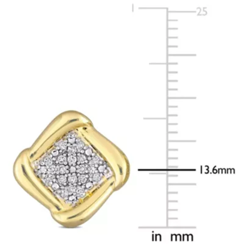 1/5 CT TW Diamond Halo Stud Earrings in Yellow Plated Sterling Silver