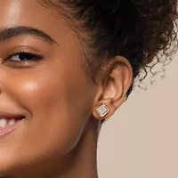 1/5 CT TW Diamond Halo Stud Earrings in Yellow Plated Sterling Silver