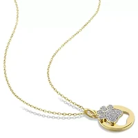 1/10 CT TW Diamond Dog Paw Charm Necklace in 2-Tone Sterling Silver