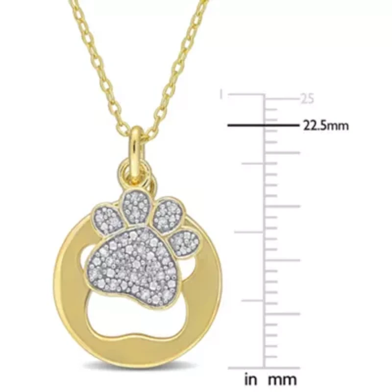 1/10 CT TW Diamond Dog Paw Charm Necklace in 2-Tone Sterling Silver