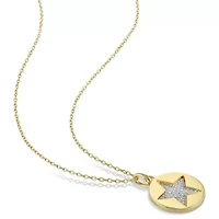 1/10 CT TW Diamond Star Charm Necklace in Yellow Plated Sterling Silver