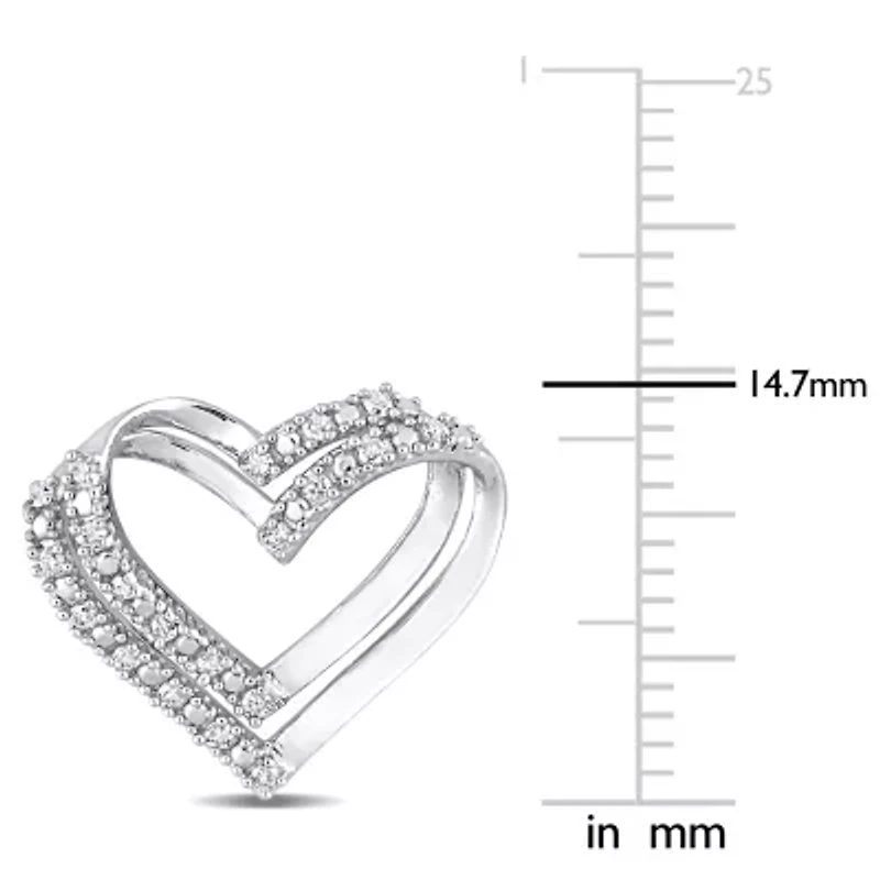 1/5 CT TW Diamond Open Heart Stud Earrings in Sterling Silver